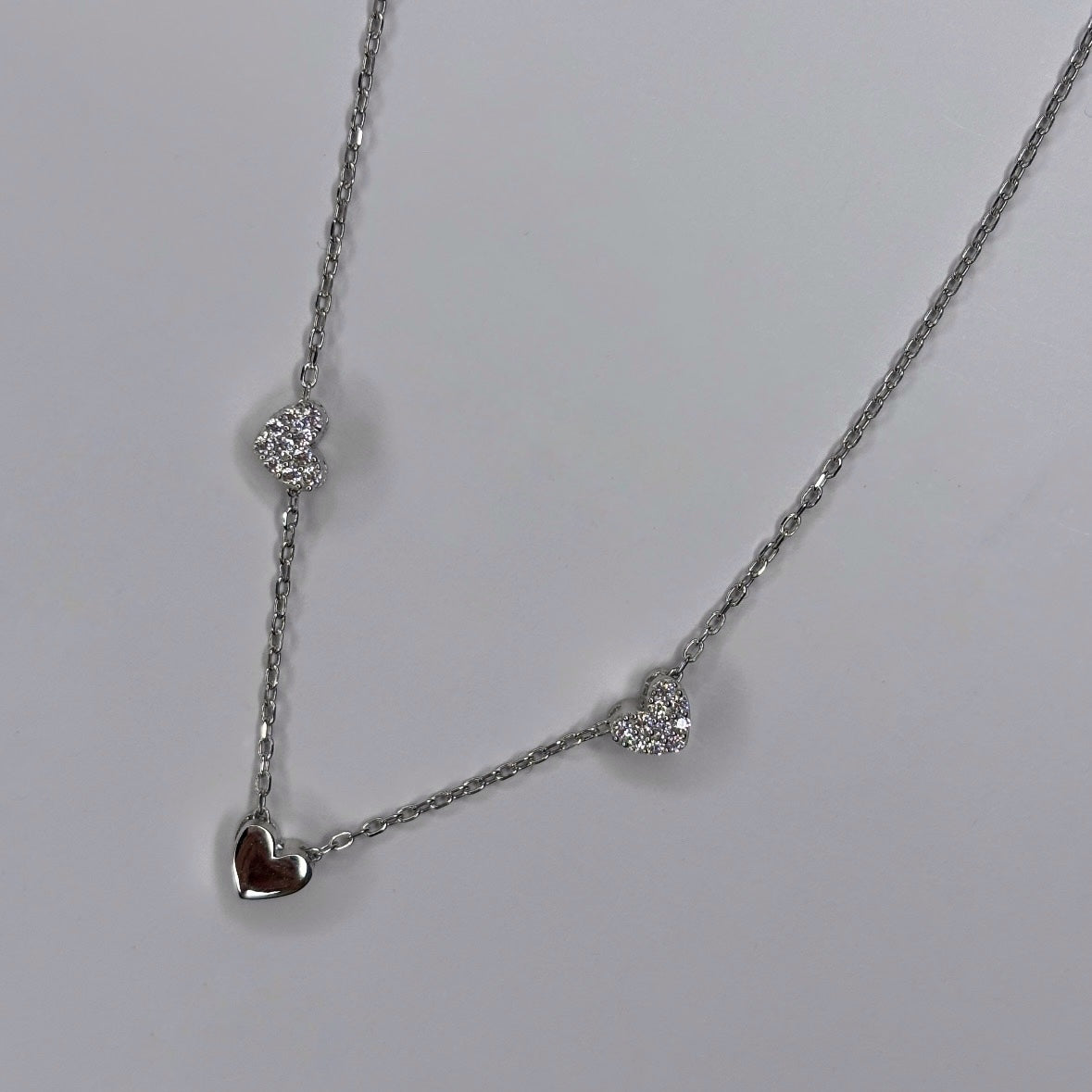 Ogrlica 3 SRCA - SREBRO 925