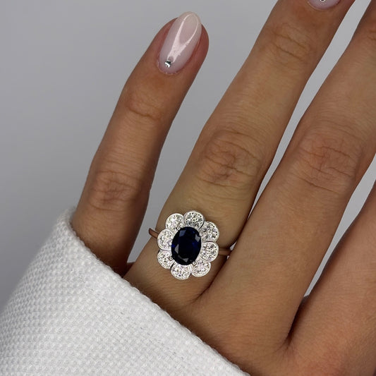 Prsten BLUE FLOWER - SREBRO 925